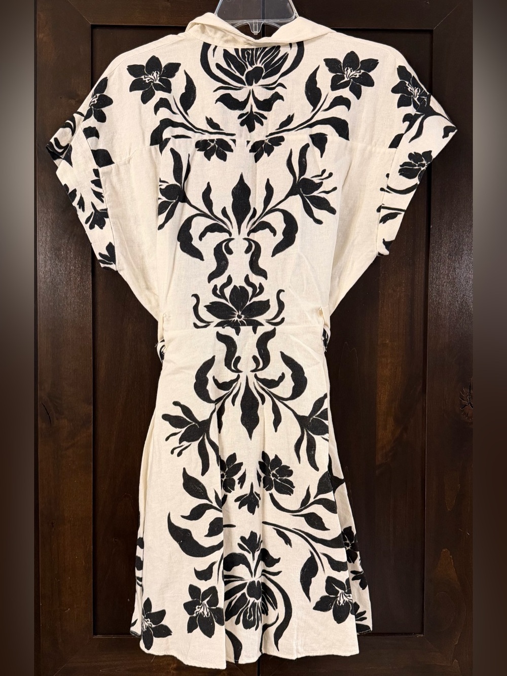 Zara Linen Blend Floral Shirt Dress Sz XL - Picture 5 of 6